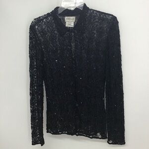 Stenay Vintage Beaded Sequined Evening Cocktail Party Top Color Black Size 8